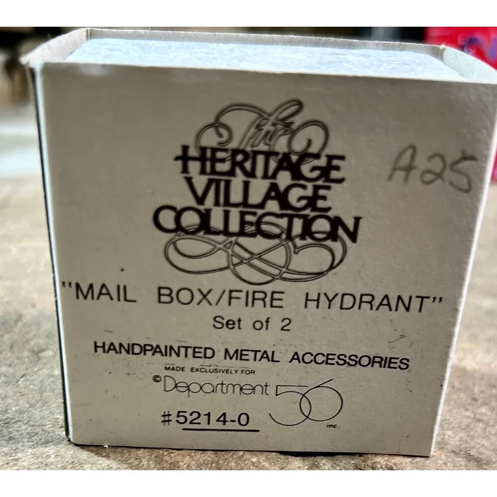 Department 56 Mail Box and Fire Hydrant #5214-0 with box